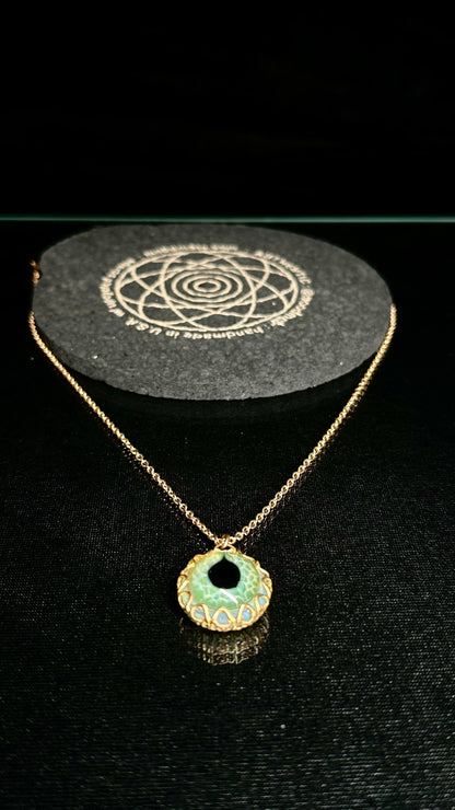 UV Green Dragon Eye Pendant w/ Necklace