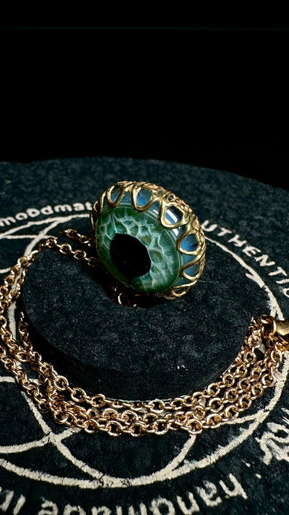 UV Green Dragon Eye Pendant w/ Necklace