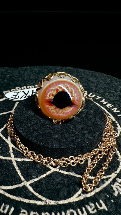 UV Orange Dragon Eye Pendant w/ Necklace