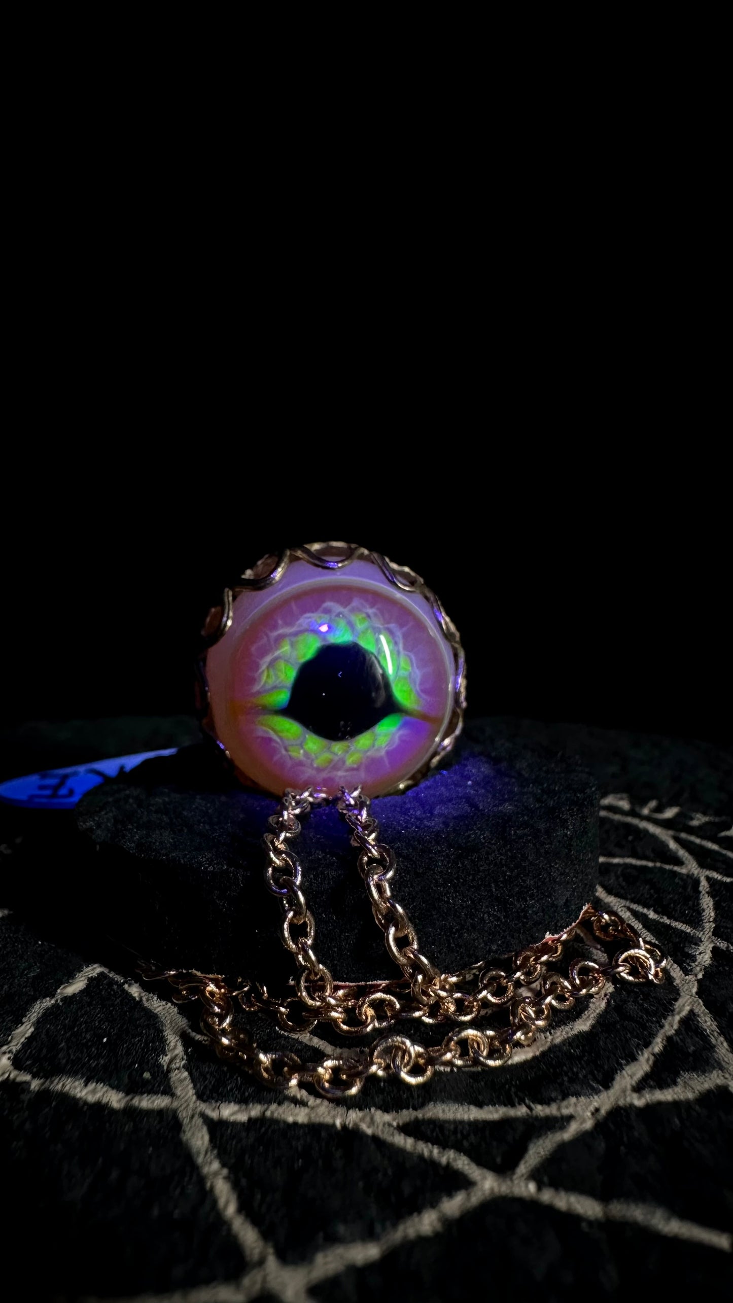 UV Orange Dragon Eye Pendant w/ Necklace